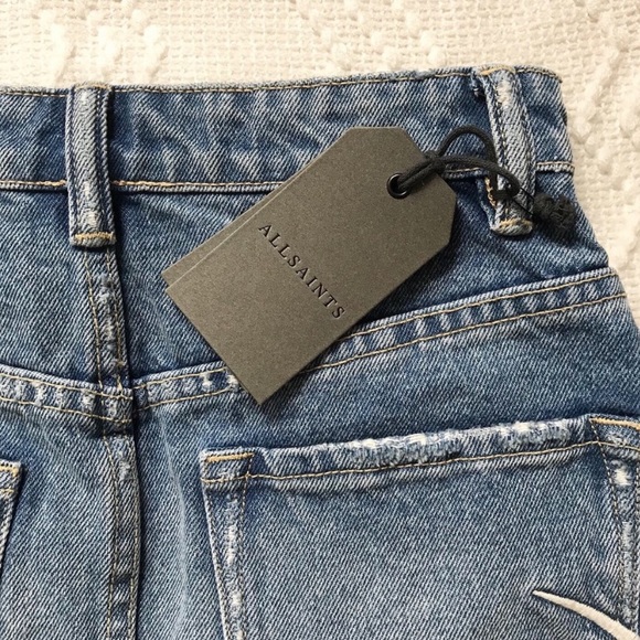 NWT All Saints Philly Denim Embroidered Mini Skirt 2 - Picture 2 of 11